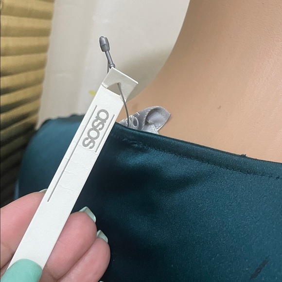 ASOS Deep Green Satin Wrap Blouse - Picture 10 of 13